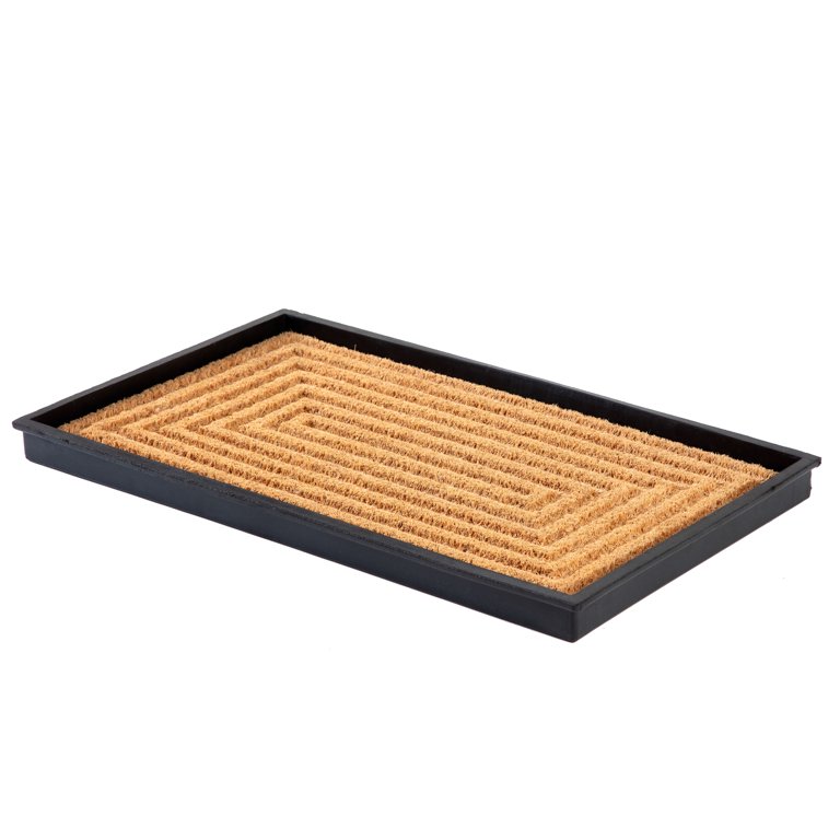 Rubber Boot & Shoe Tray | Coir Insert | 34 x 14 | Waterproof Shoe Tray  for entryway | Embossed Pattern