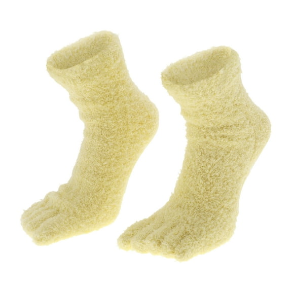 Unique Bargains 1 Pair Five Toe Socks Thickening Plush Socks for Women Yellow