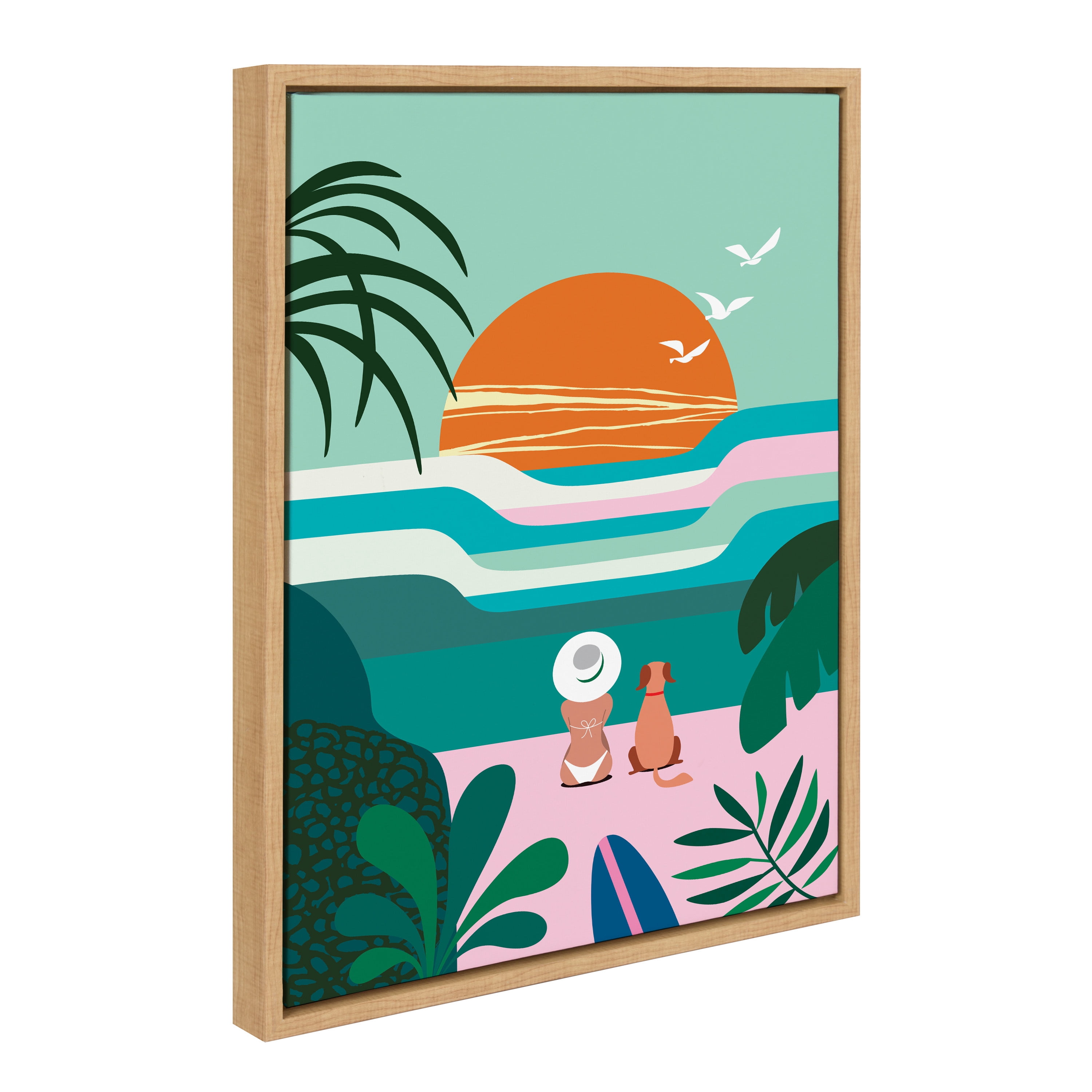 Kate and Laurel Sylvie Sun Flock Framed Canvas Wall Art by Rachel