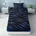 thumbnail image 4 of Homewish Zebra Print Twin Sheets, Black Blue Bedding, Animal Theme Decor, 3 Pieces (1 Flat Sheet, 1 Fitted Sheet and 1 Pillowcase), 4 of 6
