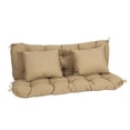 thumbnail image 2 of Aoodor 59" Tufted Porch Swing Cushions, Outdoor Swing Replacement Cushion 2-3 Seater with Backrest and 2 Pillows, Water and Fade Resistant Bench Seat Pad for Garden Patio Furniture, Brown, 2 of 10