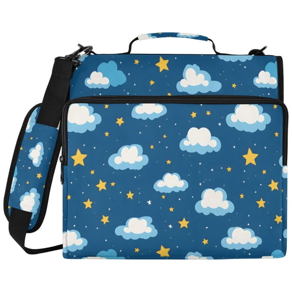 ALAZA Zipper Binder Clouds Stars Pattern 2 inch 3 Ring 500 Sheet Capacity Trapper Keeper File Folder Organizer Bag
