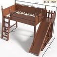 thumbnail image 2 of Harper & Bright Designs Twin Size Loft Bed with Wardrobe and Storage Shelves, Solid Wood Loft Bed Frame with Detachable Slide and Ladders, Antique Natural, 2 of 14