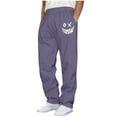 thumbnail image 2 of Guieoi Winter Warm Pants Plus Size Men's Fashion Drawstring Elastic Waist Solid Color Casual Sweat Length Pants Purple, 2 of 8