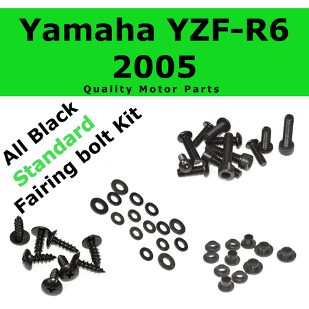 2005 Yamaha R6 Bolt - Black Fairing Bolt Kit for Yamaha YZF-R6 2005 body screws fasteners Stainless