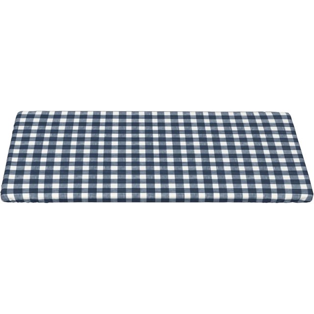 5FT Rectangle Fitted Table Cover, Blue Jeans Gingham Fitted Rectangle Table Topper Cover Stretch Table Cover Waterproof Tabletop Cover Kitchen Dining Tablecloth for Restaurant, Picnic, Indoor Outdoor