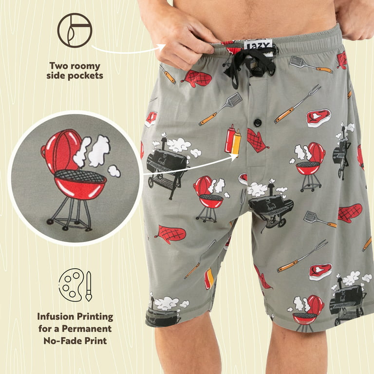 LazyOne Pajama Shorts for Men, Bass, Cotton Sleepwear, X-small