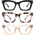 thumbnail image 2 of GFDYREE 3 pack Oprah style Spring hinge Readers Blue Light Blocking Computer Square Reading Glasses for Women Men, 2 of 6