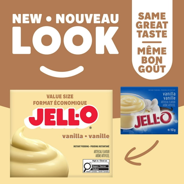 Jell-O Vanilla Instant Pudding Mix, Box, Caseine-Free, 153g