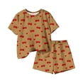 thumbnail image 4 of Cethrio Girls Summer Outfit Sets 2 Piece, Short Sleeve Crew Neck School Kids' Clothing Sets Brown Size 7-8, 4 of 5