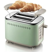 Electric 2 Slice Toaster, Stainless Steel Breakfast Machine,Reheat, Defrost Controls, Auto/Manual Switch Off and Anti-Jam Mechanism
