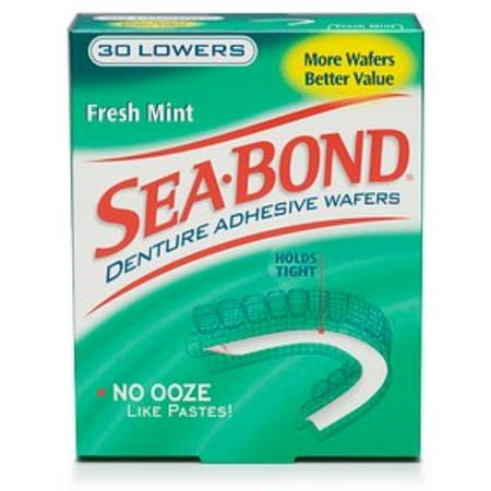 SEA-BOND Denture Adhesive Wafers Lowers Fresh Mint 30 Each