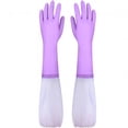 thumbnail image 3 of ACDANC Reusable Dishwashing Cleaning Gloves with Latex Free,Long,Cotton Lining,Kitchen Gloves (Purple,Medium), 3 of 4