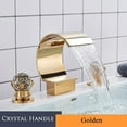 thumbnail image 4 of Gold Widespread Waterfall Bathroom Sink Faucet 2 Handle 3Hole Basin Mixer Tap, 4 of 22
