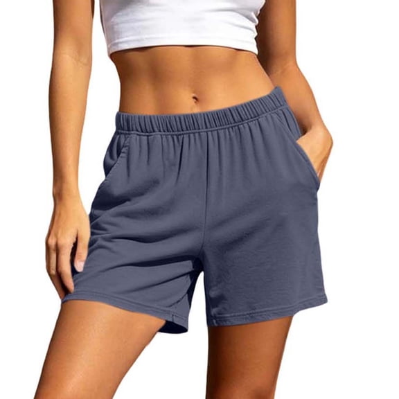 Shrysg Women's Modal Lounge Shorts High Waist Elastic Wide Leg Pajama Bottoms with Pockets Soft Casual Athletic Running Sleep Pants Gray