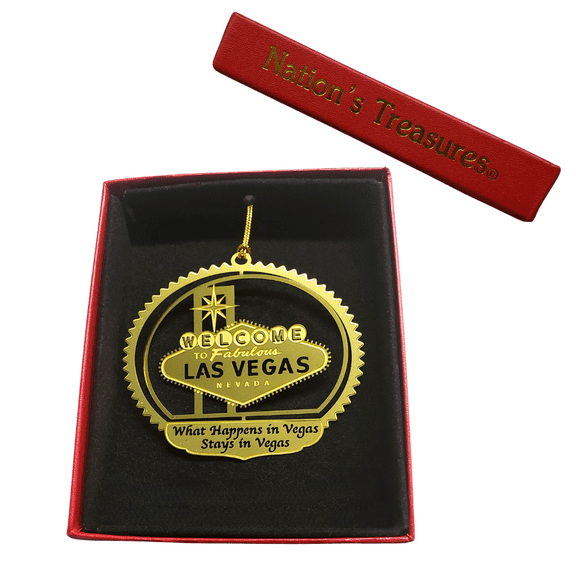 Nations Treasures What Happens In Vegas Stays In Vegas Brass Ornament, 2.25 x 2.5"