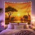 thumbnail image 2 of African Savanna Elephants at Sunset, Majestic Illustration for Nature Lovers, Wildlife Wall Art Decor Housewarming Gift Tapestry Wall Hanging for Living Room and Bedroom, 2 of 7