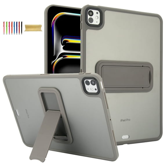 Shockproof Case for Apple iPad 9th 8th 7th Generation, Kickstand Slim Fit Rugged Bumper Lightweight Anti-Scratch Bumper Case Cover for iPad 10.2" 9th 8th 7th Gen, Gray