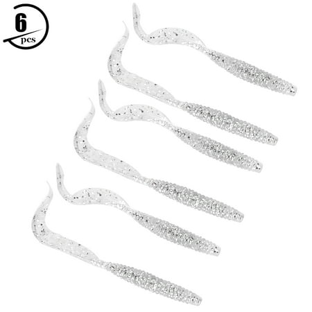 6PCS 11cm Soft Plastic Artificial Fish Lures Grub Worm Baits Fish Tackle Accessory(Silver) Bienvenido