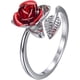 thumbnail image 1 of Anillo de oro con forma de rosa y flor roja y rosa, anillos abiertos para mujeres y niñas, 1 of 5