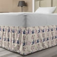 thumbnail image 1 of Romantic Bed Skirt, Floral Bouquet and Swallow Birds Pattern, Elastic Bedskirt Dust Ruffle Wrap Around for Bedding Decor, 4 Sizes, Indigo Champagne, by Ambesonne, 1 of 2