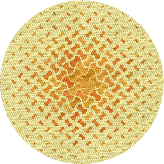 Ahgly Company Machine Washable Indoor Round Transitional Sun Yellow Area Rugs, 3' Round