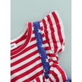 thumbnail image 5 of Hirigin 4th of July Baby Girl Outfits 3 6 9 12 18 Months Stripe Star Print Ruffle Romper Headbands Set Infant Fourth of July Clothes, 5 of 7