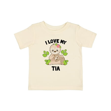 

Inktastic Cute Sloth I Love My Tia with Green Leaves Gift Baby Boy or Baby Girl T-Shirt