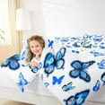 thumbnail image 5 of Manfei Chic Butterfly Queen Comforter Set,Wild Animal Bedding Sets,Blue White Bedding Comforter Set For Girls Kids,Breathable Home Decor Reversible,3 Pieces, 5 of 9