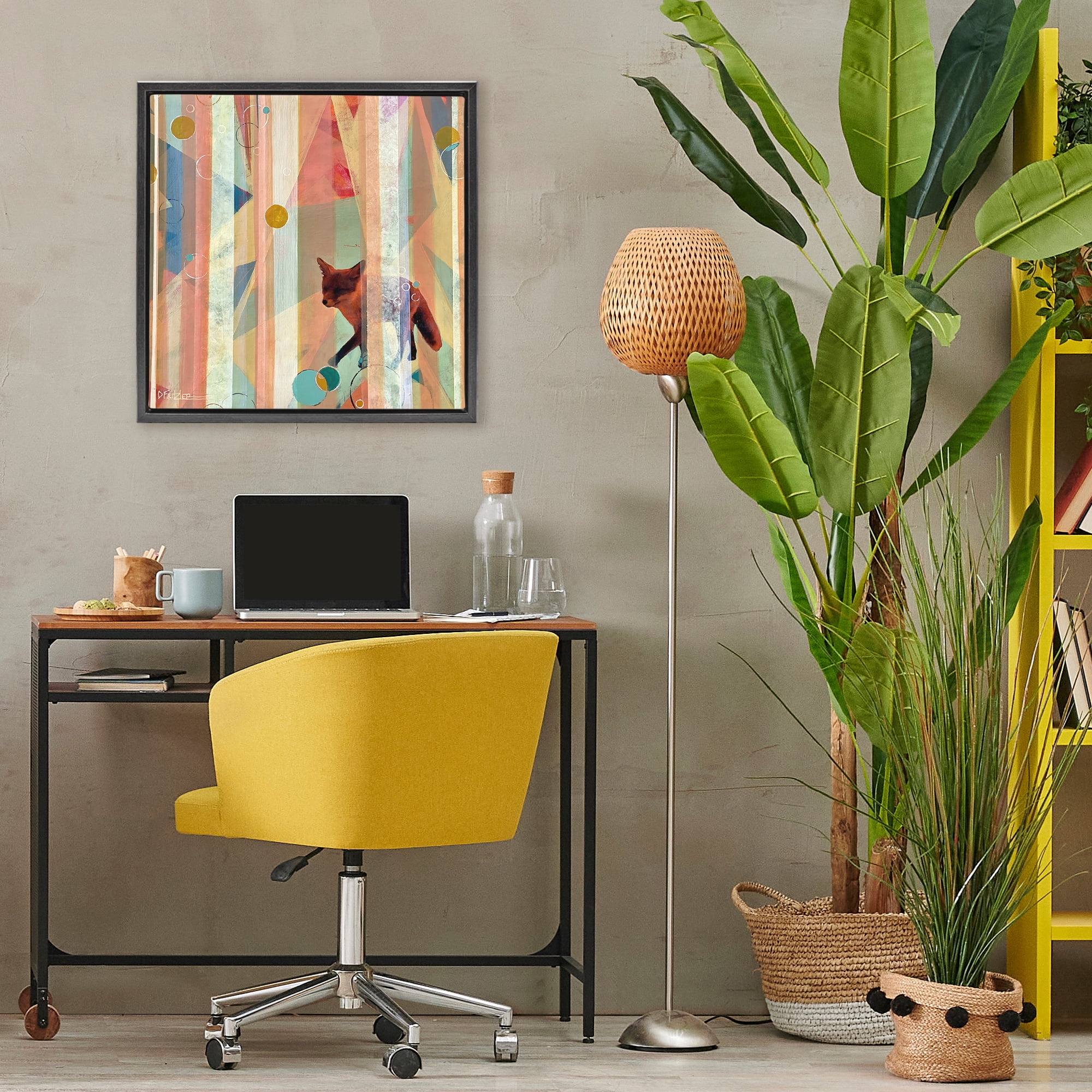 Stupell Industries Making My Move Fox Black Framed Floater Canvas Wall Art, design by Dianna Fritzler