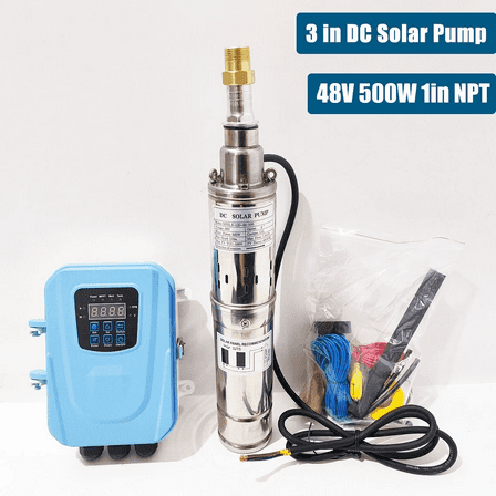 iMeshbean 500W DC 48V 3" Solar Pump Submersible Pump Bore Deep Well Pump   MPPT Controller