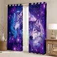 thumbnail image 2 of Erosebridal Purple Magical Wolf Pair Floral Print Black Out Curtains, Fantasy Wildlife Curtains Pack of 2 (42x63 Each) for Men and Women, 2 of 6
