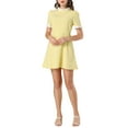 thumbnail image 1 of INSPIRE CHIC Vestido de Manga Corta Vintage con Panel de Contraste y Cuello Volante para Mujeres XS Amarillo, 1 of 8