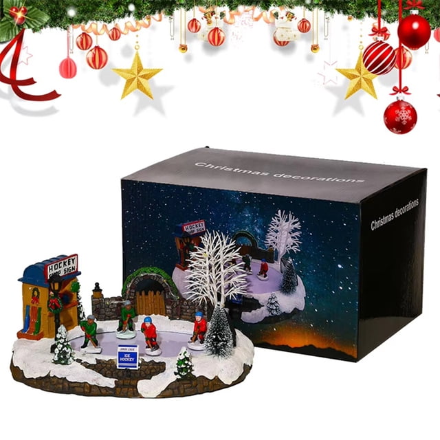 Adornos navideños de resina con luz LED, caja de música navideña para escritorio, regalo de Navidad.