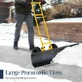 thumbnail image 4 of 48in Heavy-Duty 2-Wheel Snow Pusher Hand Plow for Snow Removal w/Wheels, Adjustable Handle, Blade Angle - Yellow, 4 of 14