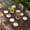 Brown Beige, variant on Brown Flowers Table Cloths for 6 Foot Rectangle Tables, Pastoral Abstract Floral Minimalist Art Patio Waterproof Elastic Fitted Tablecloths, Washable Rectangular Table Cover for Camping