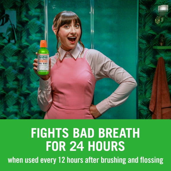 TheraBreath Fresh Breath Oral Rinse Mild Mint Alcohol Free Mouthwash Dentist Formulated 33.8 fl oz (Pack of 2)