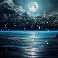 thumbnail image 5 of Fenyluxe Moon Clouds Water Pretty Polyester Shower Curtain for Bathroom Washable with Hooks 36x72, 5 of 7