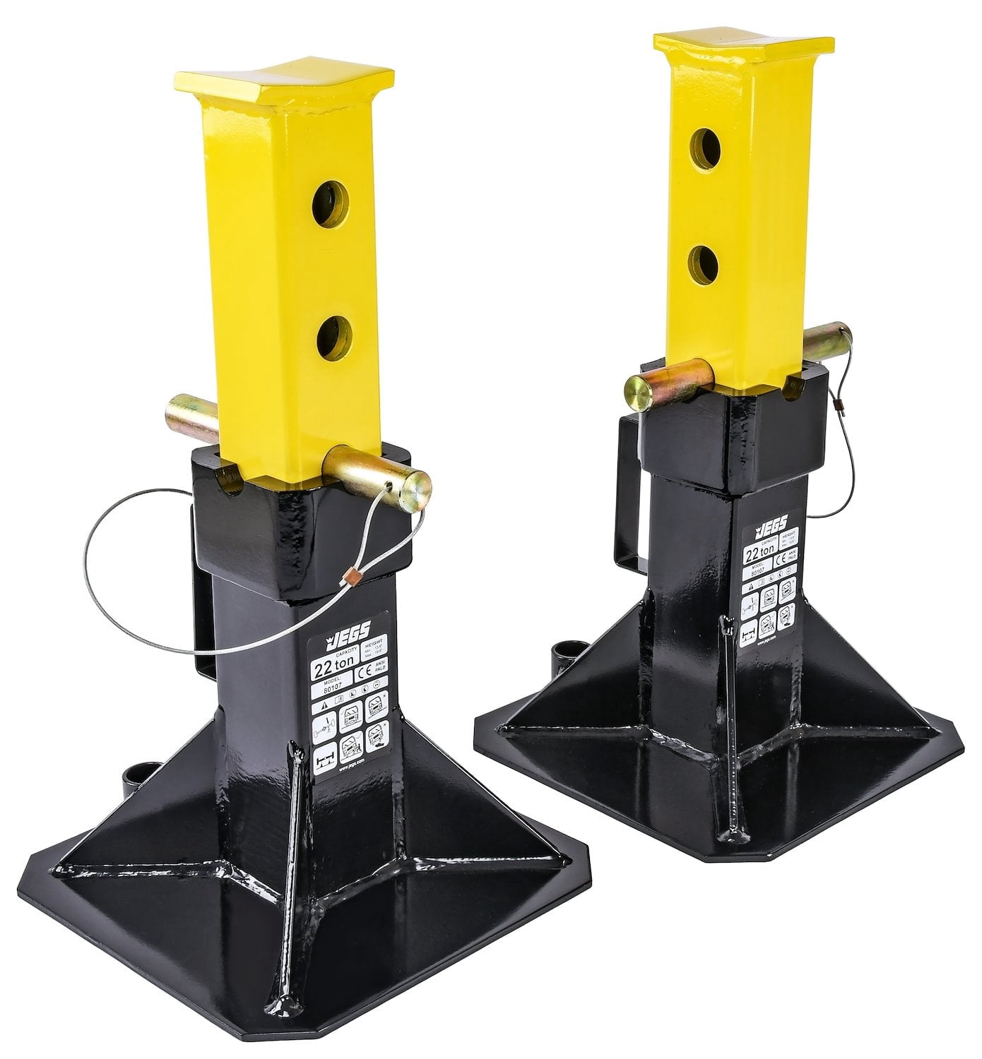 JEGS 80107 Jack Stands 22-Ton Load Rating Per Pair Height Range: 11 1/2 in. to 1