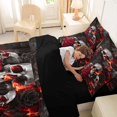 thumbnail image 5 of Homewish Watercolor Skull 7 Pieces Full Size Bedding Sets,Vintage Rose Flowers Full Size Bed in a Bag,Gray Red,Black Reversible, 5 of 8