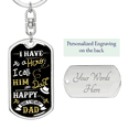 thumbnail image 2 of Happy Birthday Dad Hero Stainless Steel or 18k Gold Premium Swivel Dog Tag Keychain, 2 of 10