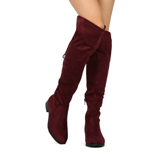 bamboo faux suede over the knee boots