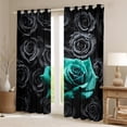 thumbnail image 2 of Black Teal Rose Curtains & Drapes Romantic Floral Curtains 30%-50% Blackout,Roses Window Curtains for Women Living Room,Couple Wedding Valentines Day Gifts Flower Curtains, 2 of 6