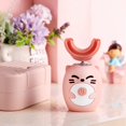 thumbnail image 2 of HLONK Kids Sonic Electric Toothbrush U Shaped Electric Toothbrush Automatic Timer Toothbrush IPX7 Waterproof 5 Clearing Modes Cartoon Modeling Design for Child 2-6 (Cat Style), 2 of 5