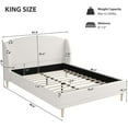 thumbnail image 2 of Noble House King Size Bed Frame, Upholstered Platform Bed, Soft Boucle Wingback Headboard,White, 2 of 5
