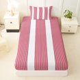 thumbnail image 4 of Castle Fairy Abstract Thin Vertical Stripe Twin Sheets 3pcs,Mid Century Wide Band Bedding,Red White,1 Flat Sheet, 1 Fitted Sheet and 1 Pillowcase, 4 of 7