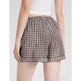 thumbnail image 5 of Garbnen Plaid Shorts for Women Elastic Waist Wide Leg Shorts Women Casual Summer Beach Travel Color Block Baggy Lightweight Outdoor Women Shorts with Pockets L, 5 of 6