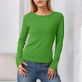 thumbnail image 2 of felwors Women's Long-Sleeve Crew-Neck Cotton T-Shirt Classic-Fit Shirt Soft Breathable Casual Tee Basic Tops Green, XL, 2 of 6