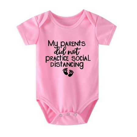 

Summer Savings Clearance 2023! Loopsun Baby Romper Crew Neck Short Sleeve Letter Printing Short Jumpsuit Pink