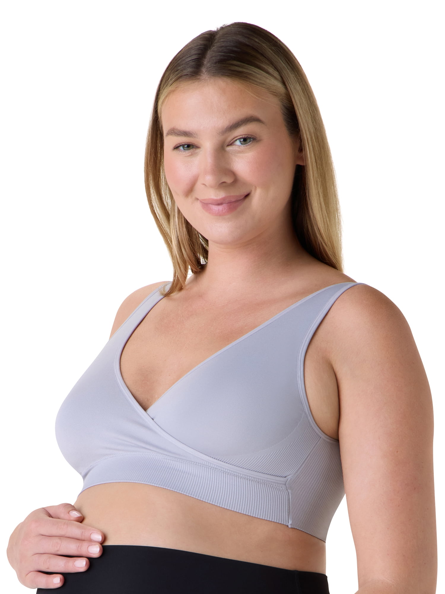 Ingrid & Isabel For Every Belly Women's Maternity & Nursing Seamless Crossover Bra, 2-Pack, SizesXS-4XL